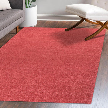 Haze Solid Low-pile Area Rug Red
